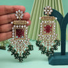 Maroon & Green Color Kundan Earrings (KDE995MG)