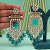 Rama Green Color Kundan Earrings (KDE995RGRN)