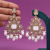 Gold & White Color Mother Of Pearl Kundan Earrings (KDE996GLDWHT)