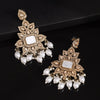 Gold & White Color Mother Of Pearl Kundan Earrings (KDE996GLDWHT)