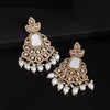 Gold & White Color Mother Of Pearl Kundan Earrings (KDE997GLDWHT)