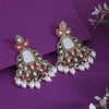 Multi Color Mother Of Pearl Pakistani Kundan Earrings (KDE997MLT)