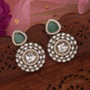 Pista Green Color Kundan Earrings (KDE998PGRN)