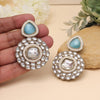 Sky Blue Color Kundan Earrings (KDE998SBLU)