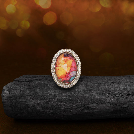 Festive Multi Color Kundan Ring For Women