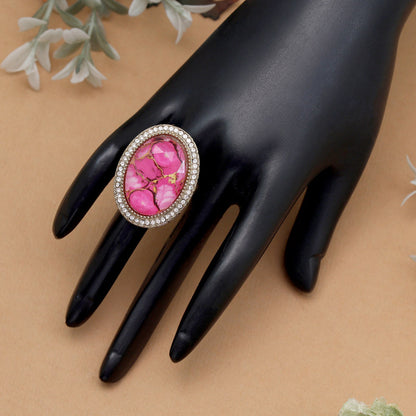 Blush Pink Color Kundan Ring For Women