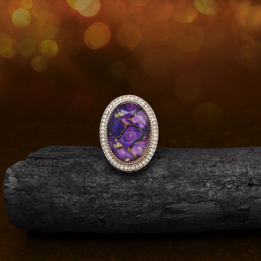 Majestic Purple Color Kundan Ring For Women