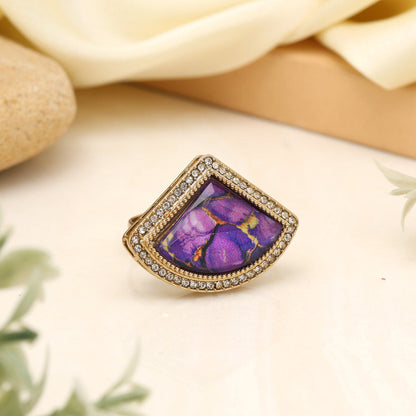 Royal Purple Color Kundan Ring For Women