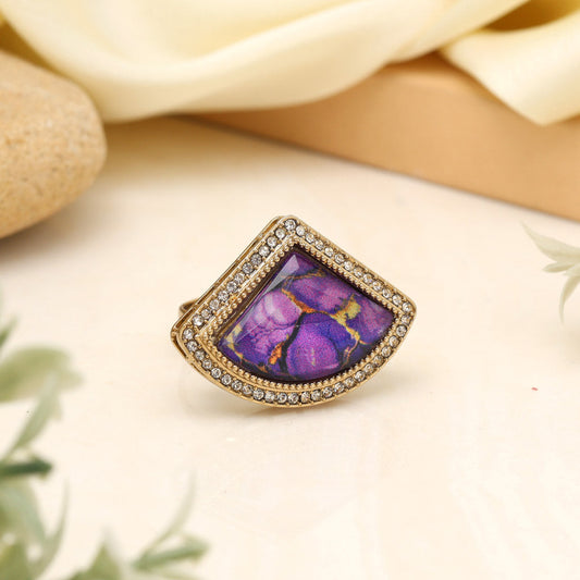 Royal Purple Color Kundan Ring For Women