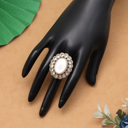 Assorted Color And Design 10 Kundan Finger Rings In Luxe Packaging