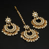 White Color Imitation Peral Kundan Earrings With Maang Tikka (KDTE20WHT)