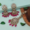 Rani Color Kundan Earrings With Maang Tikka (KDTE552RNI)