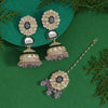 Light Purple Color Kundan Earrings With Maang Tikka (KDTE555LPRP)