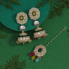 Multi Color Kundan Earrings With Maang Tikka (KDTE555MLT)