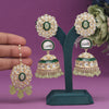 Pista Green Color Kundan Earrings With Maang Tikka (KDTE555PGRN)