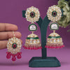 Rani Color Kundan Earrings With Maang Tikka (KDTE555RNI)