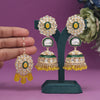 Yellow Color Kundan Earrings With Maang Tikka (KDTE555YLW)