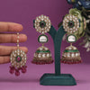 Magenta Color Kundan Earrings With Maang Tikka (KDTE556MNT)