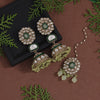 Pista Green Color Kundan Earrings With Maang Tikka (KDTE556PGRN)