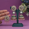 Pink Color Kundan Earrings With Maang Tikka (KDTE556PNK)