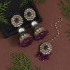 Purple Color Kundan Earrings With Maang Tikka (KDTE556PRP)