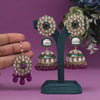 Purple Color Kundan Earrings With Maang Tikka (KDTE556PRP)