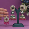 Rani Color Kundan Earrings With Maang Tikka (KDTE556RNI)