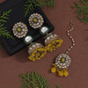 Yellow Color Kundan Earrings With Maang Tikka (KDTE556YLW)