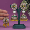 Yellow Color Kundan Earrings With Maang Tikka (KDTE556YLW)