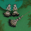 Black Color Kundan Earrings With Maang Tikka (KDTE557BLK)