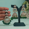 Green Color Kundan Earrings With Maang Tikka (KDTE557GRN)