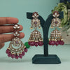 Magenta Color Kundan Earrings With Maang Tikka (KDTE557MNT)