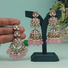 Pink Color Kundan Earrings With Maang Tikka (KDTE557PNK)