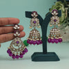 Purple Color Kundan Earrings With Maang Tikka (KDTE557PRP)