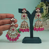 Rani Color Kundan Earrings With Maang Tikka (KDTE557RNI)