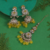 Yellow Color Kundan Earrings With Maang Tikka (KDTE557YLW)