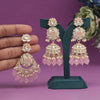 Pink Color Kundan Earrings With Maang Tikka (KDTE558PNK)