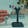 Sky Blue Color Kundan Earrings With Maang Tikka (KDTE559SBLU)