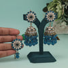 Turquoise Blue Color Kundan Earrings With Maang Tikka (KDTE559TBLU)