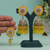 Yellow Color Kundan Earrings With Maang Tikka (KDTE559YLW)