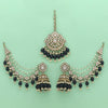 Black Color Kundan Earrings With Maang Tikka (KDTE560BLK)