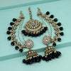 Black Color Kundan Earrings With Maang Tikka (KDTE560BLK)