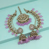 Light Purple Color Kundan Earrings With Maang Tikka (KDTE560LPRP)