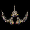 Multi Color Kundan Earrings With Maang Tikka (KDTE560MLT)