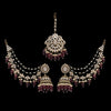 Maroon Color Kundan Earrings With Maang Tikka (KDTE560MRN)