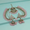 Pink Color Kundan Earrings With Maang Tikka (KDTE561PNK)