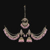 Pink Color Kundan Earrings With Maang Tikka (KDTE561PNK)