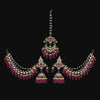 Rani Color Kundan Earrings With Maang Tikka (KDTE561RNI)