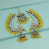 Yellow Color Kundan Earrings With Maang Tikka (KDTE561YLW)