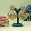 Yellow Color Kundan Earrings With Maang Tikka (KDTE562YLW)